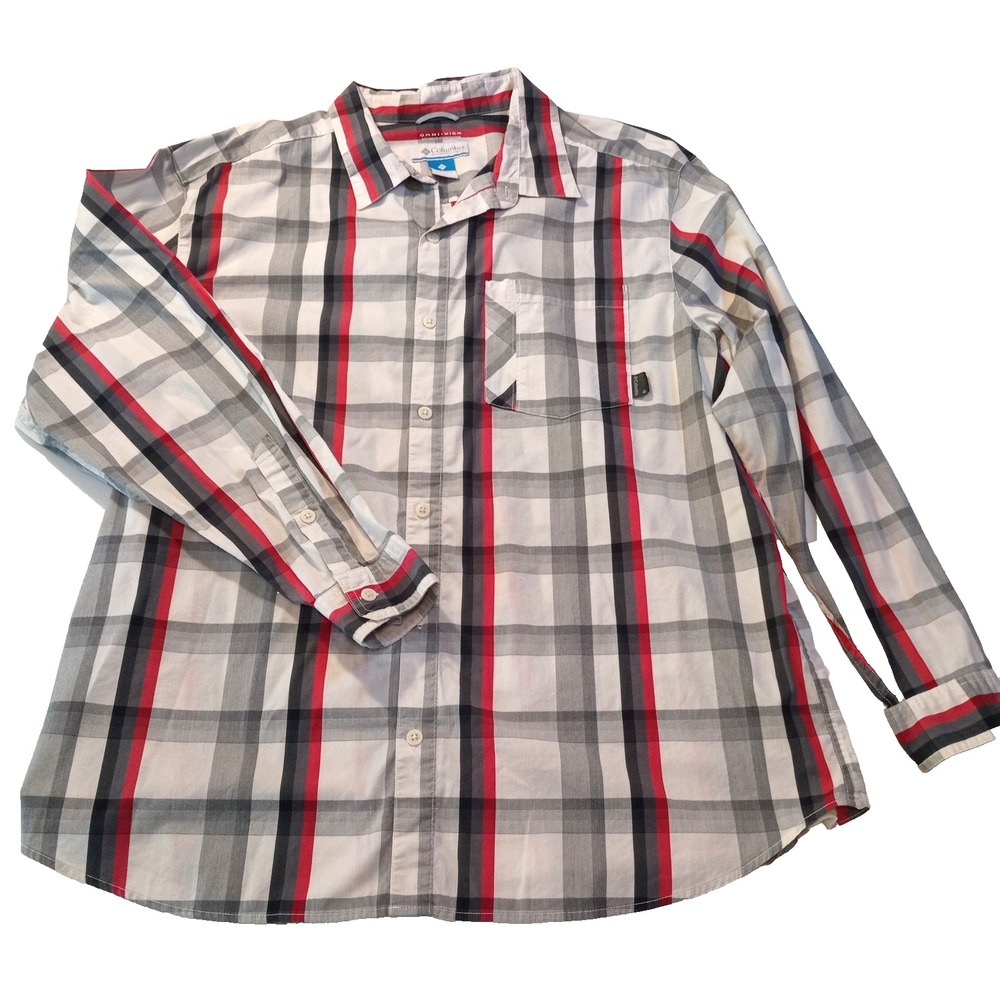 Men's Columbia Omni Wick Button Down Long Sleeve Shirt, XXl, Plaid